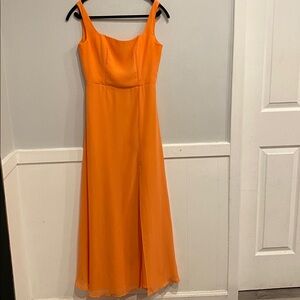 Elegant chiffon orange  Sleeveless Dress